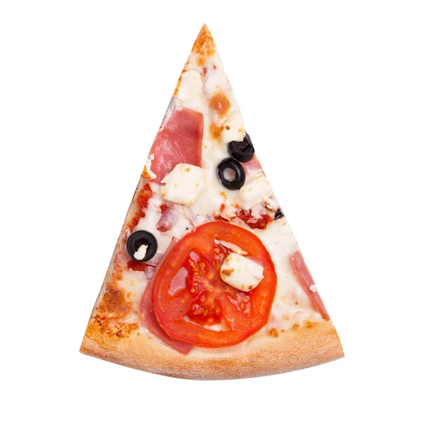 Scheibe Frische Pizza Isoliert Auf Weißem Hintergrund — Stockfoto
