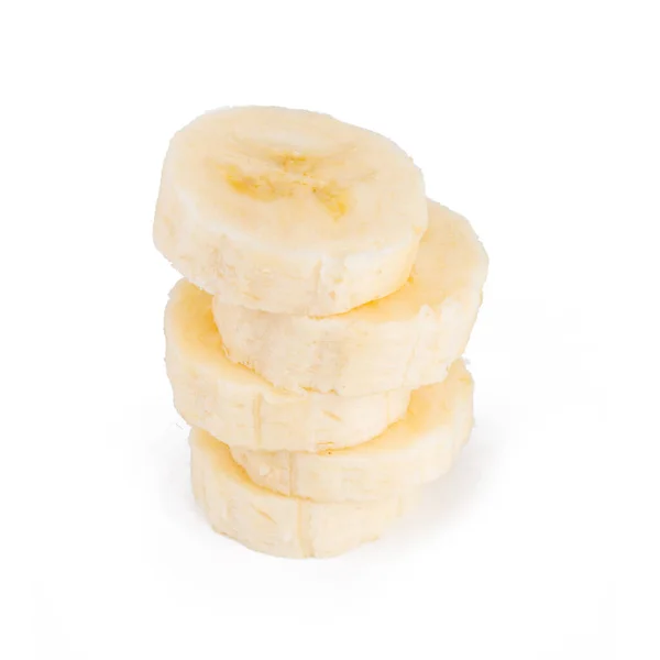 Куча Банановых Ломтиков Белом Фоне — стоковое фото