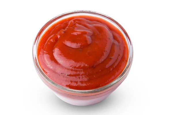 Tál Paradicsom Ketchup Izolált Fehér Alapon — Stock Fotó