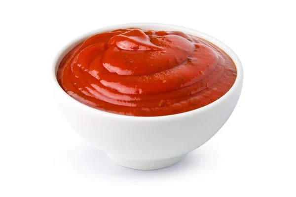 Tál Paradicsom Ketchup Izolált Fehér Alapon — Stock Fotó