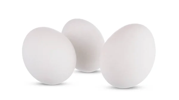 Grupo Huevos Blancos Aislados Sobre Fondo Blanco — Foto de Stock