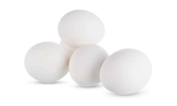 Gruppe Weißer Eier Isoliert Auf Weißem Hintergrund — Stockfoto