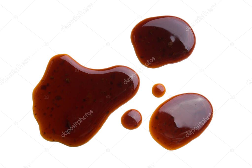 Puddle of soy sauce isolated on a white background