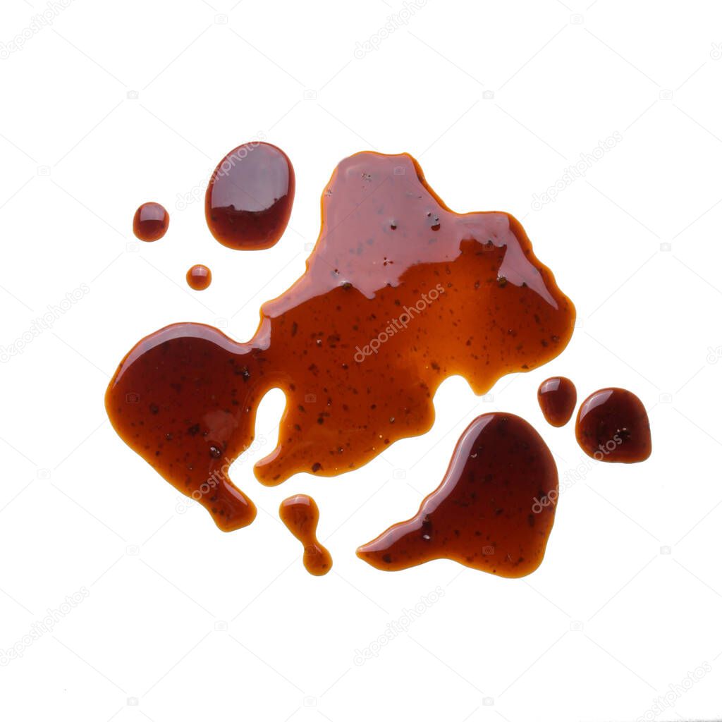 Puddle of soy sauce isolated on a white background