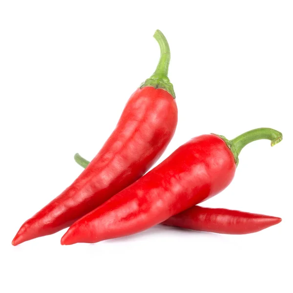 Grupp Röd Varm Chili Paprika Isolerad Vit Bakgrund — Stockfoto