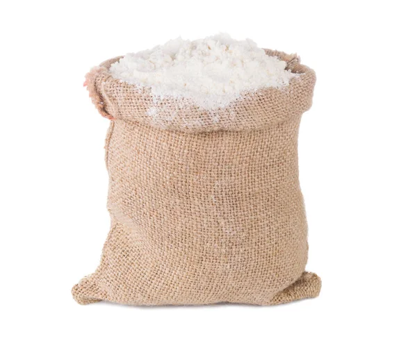 Mąka Worku Osłonę Izolowana Białym Tle — Zdjęcie stockowe