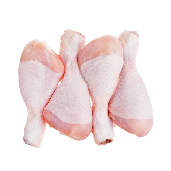 Nyers Csirkeláb Dobverők Izolált Fehér Alapon — Stock Fotó