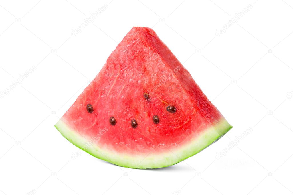 One slice of fresh watermelon isolated on white background