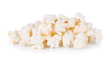 Beyaz arkaplanda patlamış mısır izole edildi