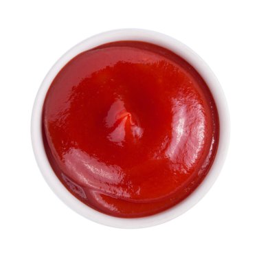 Beyaz arka planda izole edilmiş ketçap ya da domates sosu.