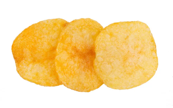 Potatis Chips Isolerad Vit Bakgrund — Stockfoto