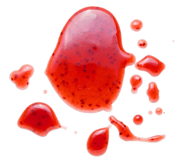 赤い果実ジャムのスプラッシュは白い背景に隔離され — ストック写真