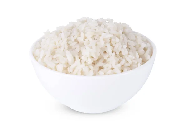 Tigela Arroz Fundo Branco — Fotografia de Stock