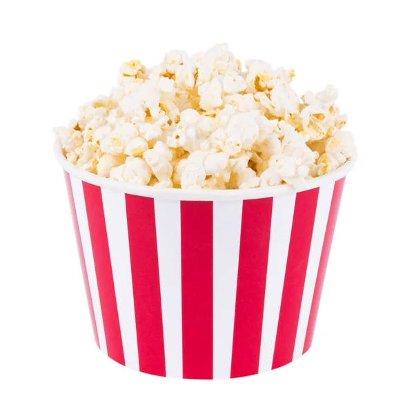 Sinema için kırmızı ve beyaz karton kutuda patlamış mısır.