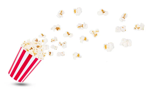 Popcorn Czerwono Białym Pudełku Tekturowym Kina — Zdjęcie stockowe