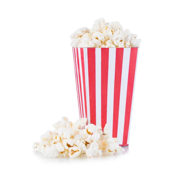 Popcorn Rotem Und Weißem Karton — Stockfoto