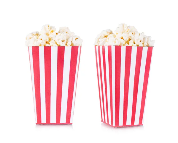 Klassische Schachtel Popcorn Isoliert Auf Weiß — Stockfoto