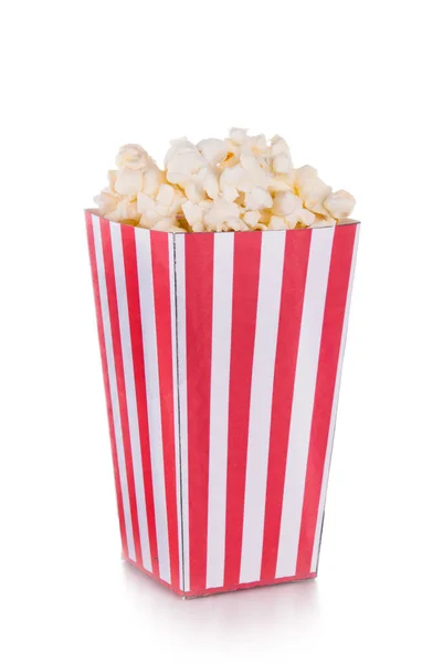Popcorn Rotem Und Weißem Karton — Stockfoto
