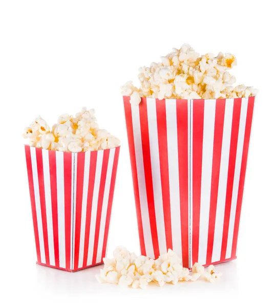 Popcorn Rotem Und Weißem Karton — Stockfoto