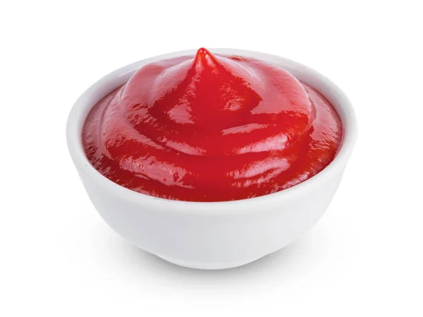 Ketchup Salsa Pomodoro Ciotola Isolata Fondo Bianco — Foto Stock