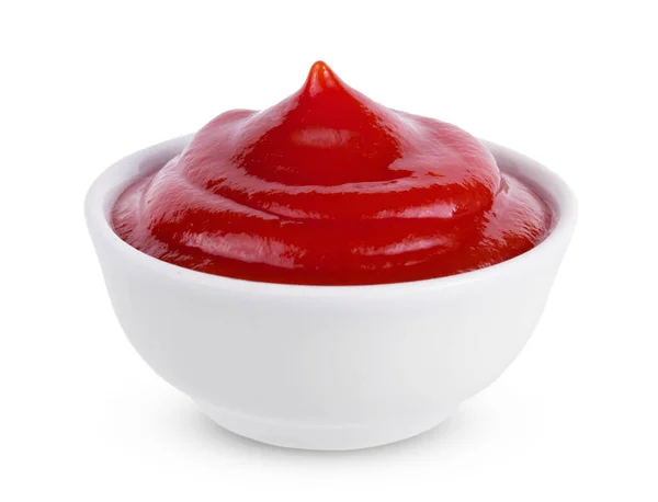 Ketchup Salsa Pomodoro Ciotola Isolata Fondo Bianco — Foto Stock