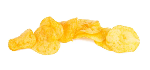 Groupe Délicieux Chips Pommes Terre Isolées Sur Fond Blanc — Photo