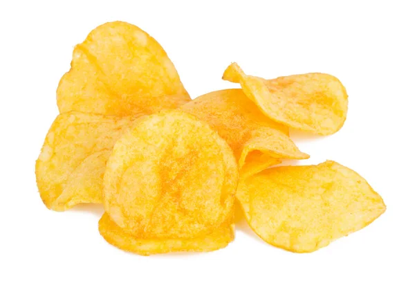 Grupp Välsmakande Chips Isolerad Vit Bakgrund — Stockfoto