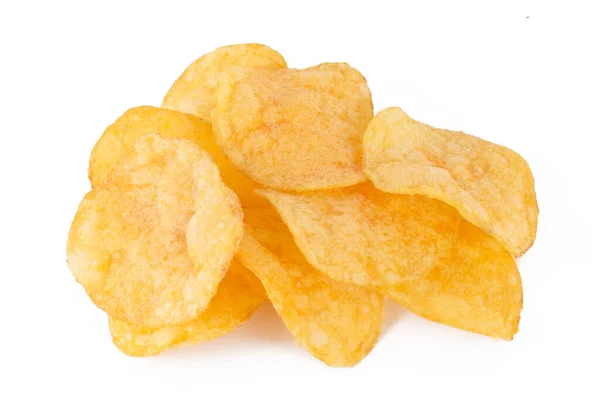 Kartoffelchips Auf Weißem Hintergrund — Stockfoto