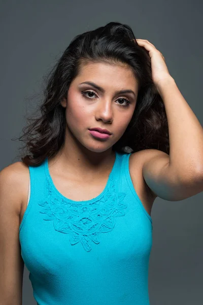 Hispanic Teen Girl Modeling Portrait Session — Stock Photo, Image