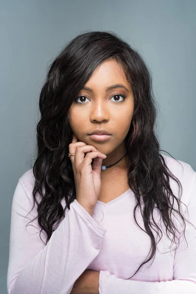 Africká Americká Teen Dívka Modelování Relaci Portrét — Stock fotografie