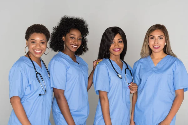 Stor Grupp Kvinnliga Sjuksköterskor Arbetar Tillsammans — Stockfoto