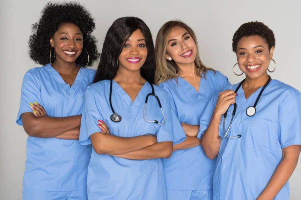 Μεγάλη Ομάδα Γυναίκες Νοσοκόμες Που Εργάζονται Από Κοινού Για — Φωτογραφία Αρχείου