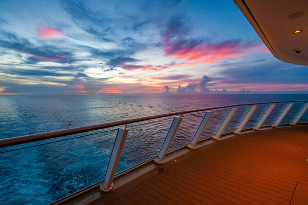 Beautiful sunset from cruise ship during vacation