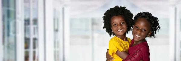 Group Two Young African American Girls Who Sisters — Stock Photo, Image