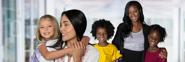 Group Happy Diverse Families Posing Together — Stock Photo, Image