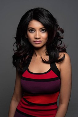 Renkli Elbiseli Hintli Kadın Portresi