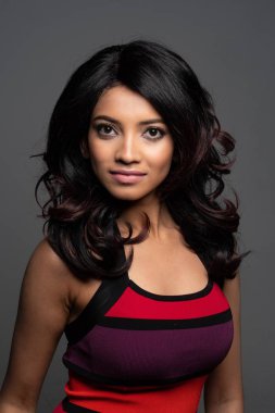 Renkli Elbiseli Hintli Kadın Portresi