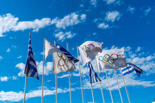 Olympic and Greek Flags