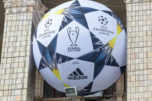 Kyiv Ukraine May 2018 Installation Official Adidas Ball Logo Final — Stock Photo, Image