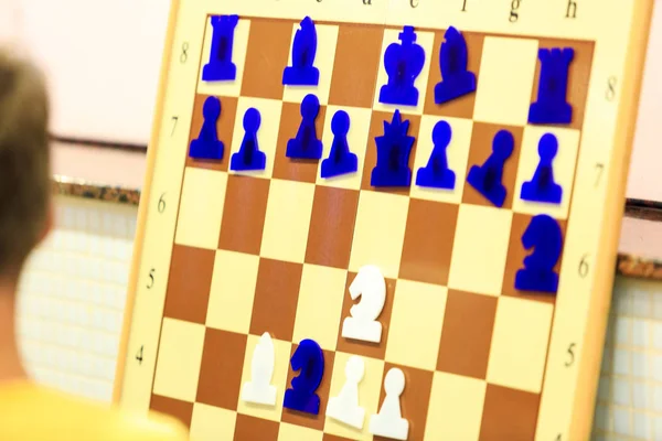 Eğitim manyetik satranç satranç ders ve rakamlar üzerinde duvardaki okulda mıknatıslar üzerinde tutulur.