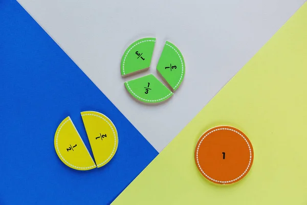 Fracciones Matemáticas Coloridas Los Fondos Brillantes Matemáticas Interesantes Para Niños — Foto de Stock