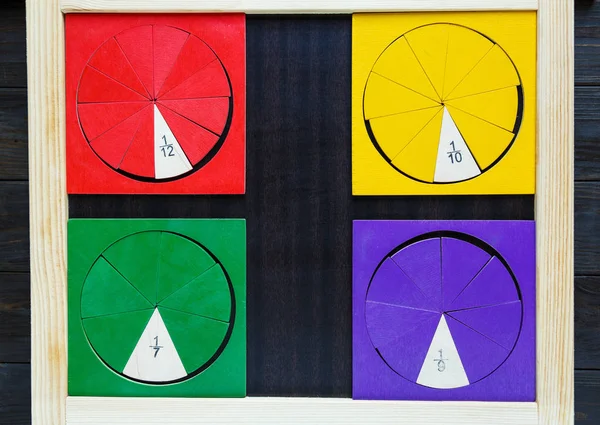 Fracciones Matemáticas Coloridas Pizarra Matemáticas Interesantes Para Niños Educación Vuelta — Foto de Stock
