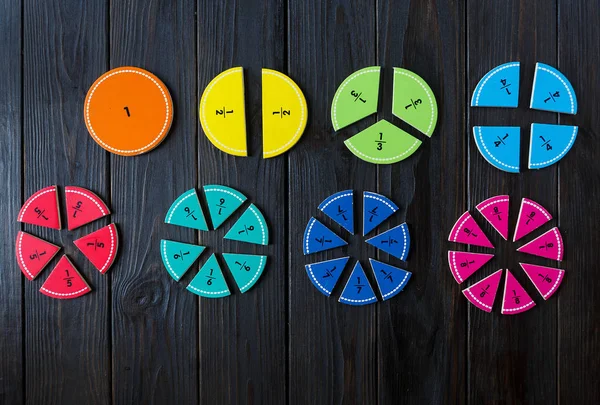 Fracciones Matemáticas Coloridas Los Fondos Brillantes Matemáticas Interesantes Para Niños — Foto de Stock