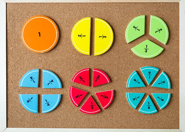 Frações Matemáticas Coloridas Nos Fundos Brilhantes Matemática Interessante Para Crianças — Fotografia de Stock