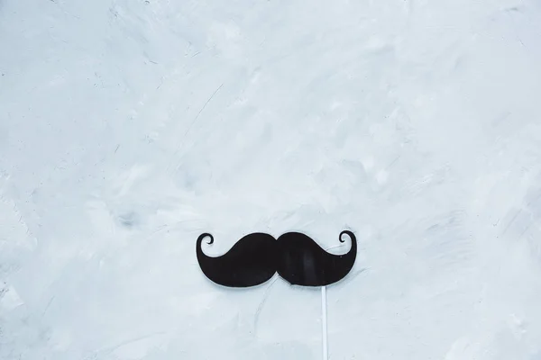 Bigode Preto Papel Vara Fundo Cinza Conceito Dia Pai Flat — Fotografia de Stock