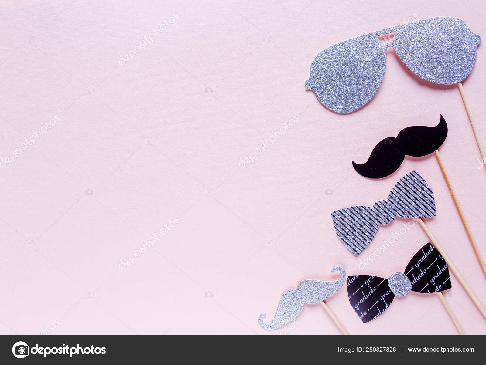 Creative Background Photobooth Props Graduation Hats Diploma Glasses Lips Pastel Stock Photo C Chekyravaa 250327826
