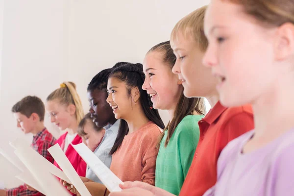 Grupo Niños Escuela Cantando Coro Juntos —  Fotos de Stock