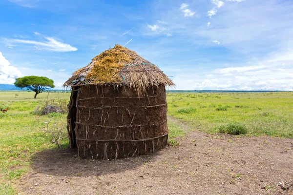 Refugio Maasai Casa Paja Forma Circular Hecha Por Mujeres Usando — Foto de Stock