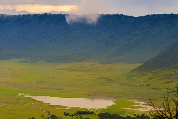 Живописный Утренний Вид Озеро Магади Соленое Озеро Известное Макат Центр — стоковое фото
