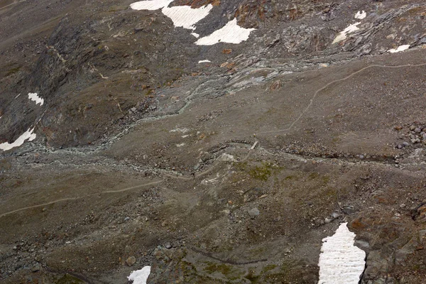 Partial snow visible at Stubai Glacier during summer in Tyrol, Austria — Stock Photo, Image